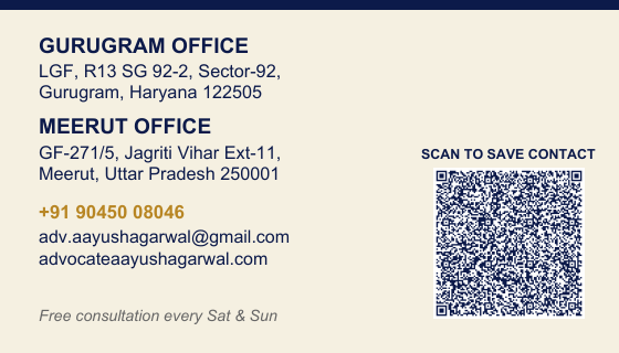 Back of Aayush Agarwal visiting card with contact QR code